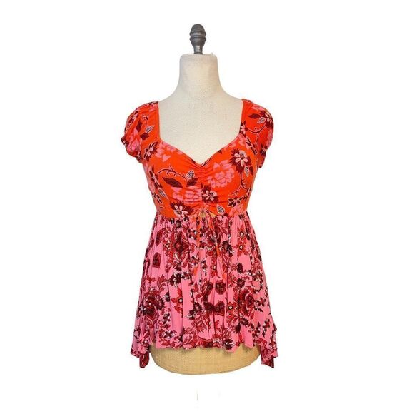 Free People Women's La Bamba Floral Baby Doll Pullover Top Small - Picture 2 of 7